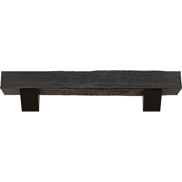 Kit W/ Breckinridge Corbels, Burnished Cedar, 4H X8Dx84W Rough Sawn Faux Wood Fireplace ManteL